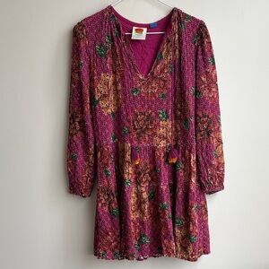 Farm Rio Pink Eyelet Tiered Tunic Dress